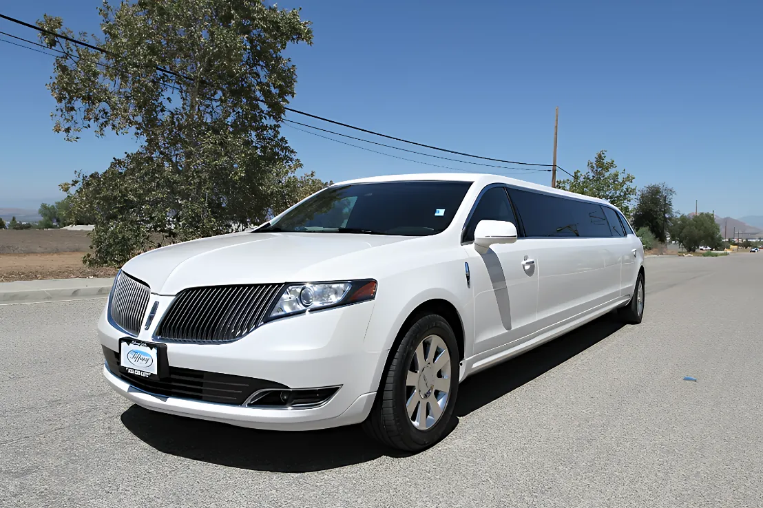 8 passenger white Lincoln MKT stretch limousine exterior
